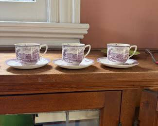 Lavender Demitasse Cups and Saucers Johnson Bros Old Britain Castles