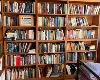 Professor's Books and Impressive Oak Book Shelves for sale