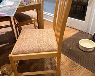 One of 4 Amish Style wooden dowel chairs