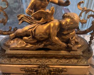 Antique Lamp with marble base and cherubs