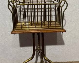 Brass And Oak Swivel Magazine Rack