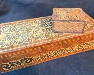 Antique Trinket Box Inlaid Glove Box