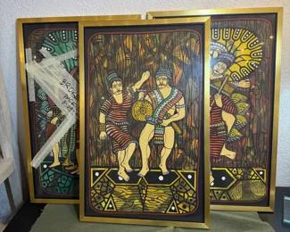 1979 Igorot Batik Cloth PaintingsThree Total