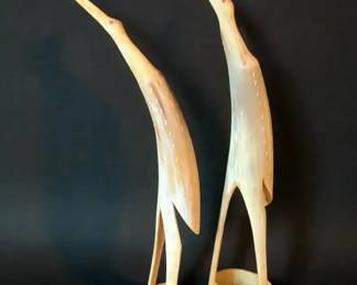MCM Hand Carved Horn Egrets