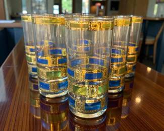 6 Mid Century Modern Culver Empress High Ball Tumblers