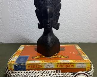 Cowrie shell belt Wood Tribal Sculpture