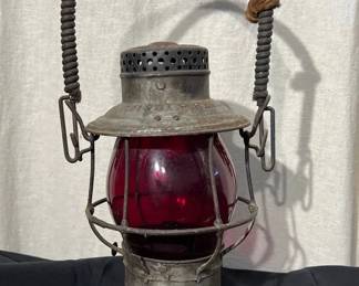 Vintage RailroadRailway Lantern Ruby Red Globe