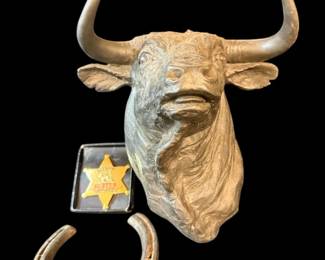 Vintage Hard Plastic Glass Eye Steer Mount, Other Western Decor