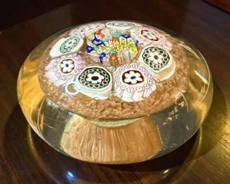 Concentric Millefiori Glass Paperweight