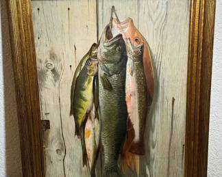 Print Fish On A Wood Plank