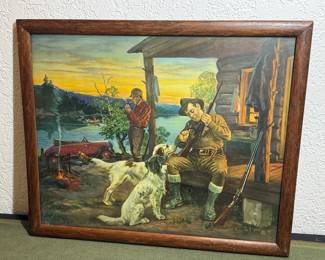 Print Hunter and His Dogs by the American artist Joseph Francis Kernan