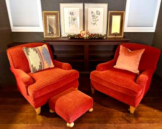Crate & Barrel Arm Chairs with One Ottoman