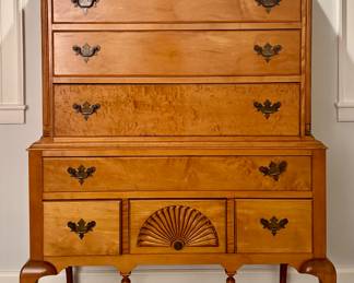 Tiger Maple Queen Anne Highboy 