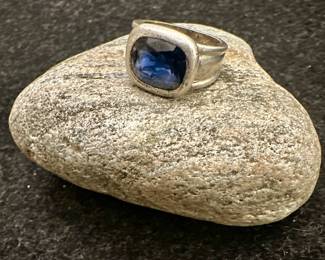 Sterling Silver & Blue Sapphire Ring