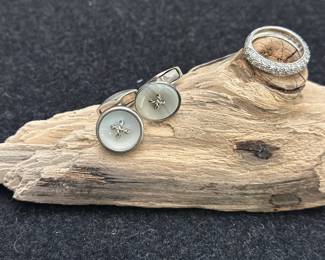 Sterling Silver Cufflinks & Ring