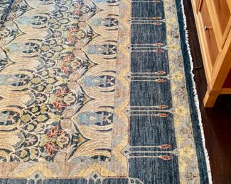 Wool Area Rug (blue, tan, green)