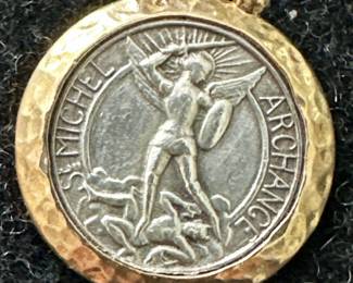 14K & Sterling St. Michale Archange Pendant