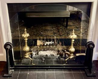 Iron & Glass Fireplace Sceen