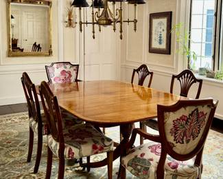 Beacon Hill Double Pedestal Dining Table with 2 Extensions & 6 Chairs