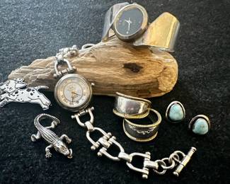 Sterling Silver Watches, Rings, Pins & Earrings