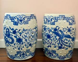 Blue & White Garden Stools
