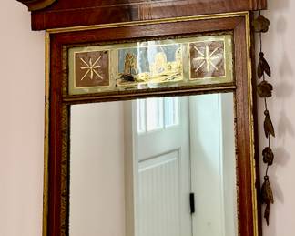 Federal Style Mahogany Mirror with Reverse Painting