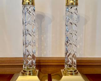 Waterford Crystal & Brass Candlesticks