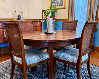 Round Dining Table with 4 Caned Chairs