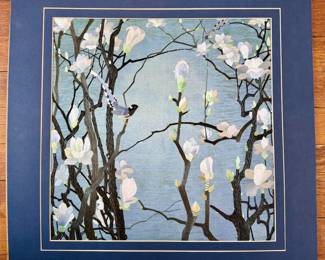 "Cherry Blossoms" Silk Embroidery Art, Signed