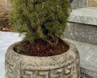 (2) Greek Key Cement Planters