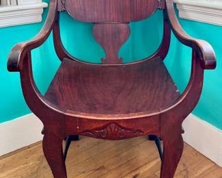 Vintage Carved Saddle Armchair