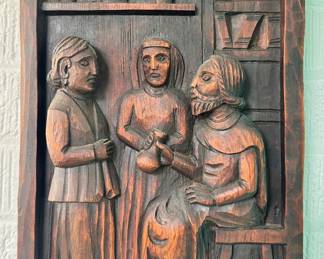 Hand Carved Wood Relief