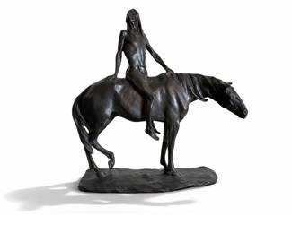 Charles Humphriss (American, 1867-1934) “The Warrior” Native American Horse Equestrian Bronze