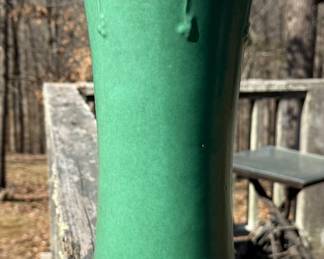 VINTAGE PETERS & REED CORSETED IVY Floor VASE PERECO MATTE GREEN POTTERY Arts & Crafts