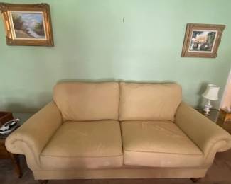 Laura Ashley Rolled Arm Sofa - Butter Cream Fabric, 80"W x 38"D x 38"H