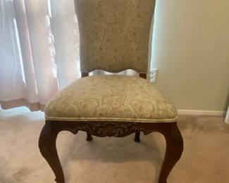 Traditional Georgian-Style Mahogany Upholstered Vanity Chair w/Cabriole Legs