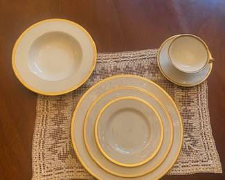 Lenox China - Tuxedo Pattern Dinnerware (Pristine Condition) 17 Dinner, Salad & Dessert Plates, 12 Cups/14 Saucers, 10 Bowls