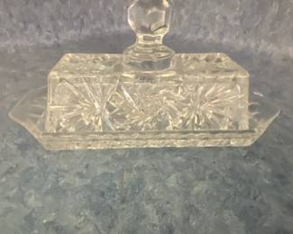 Vintage Cut glass Covered Butter Dish - American Brilliant