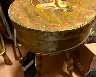 Vintage hand painted sewing notion box stool