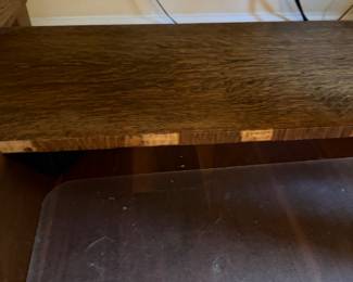 #66 - $  160- Mission style oak small desk/table 42x28x29 some veneer missing