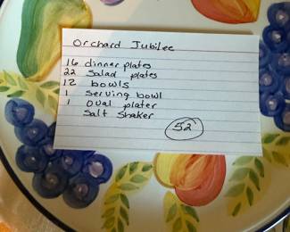 #34C - $310  - Vintage Artist touch "Orchard jubilee" 52 pieces