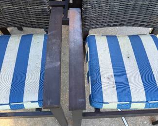 #77 - $80   - Set of 4 ratan & metal patio chairs with cushions
