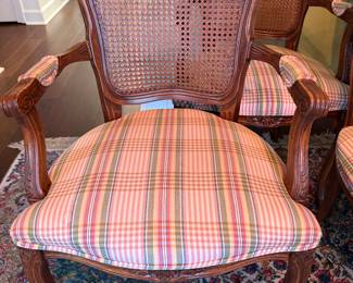 #29 - $800 - French provincial style chairs with 2 arms made in Italy with Cain back 