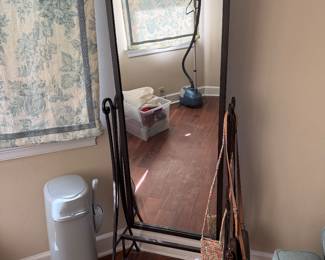 #52 - $90 - Standing mirror with wrought iron stand 22Wx8Dx65T
