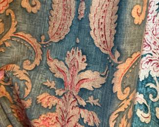 #61 - $140 per set - 2 sets of linen green & red paisley curtains (rod Not included just rings) 90T