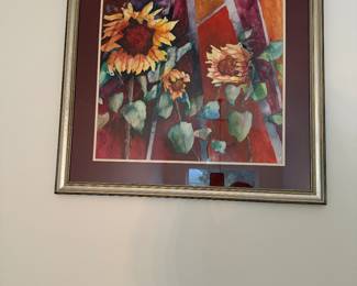 #35 - $90  - Doris Eddy water color of sunflowers 30x28