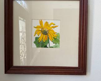 #2 - $38 - Sunflower water color signed by Rosalie 16x16
