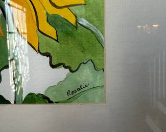 #2 - $38 - Sunflower water color signed by Rosalie 16x16