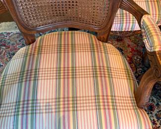 #29 - $800 - French provincial style chairs with 2 arms made in Italy with Cain back 