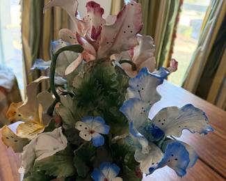 #6 - $150 - Capodimonte made in Italy large ceramic flower arrangement 16wx17t